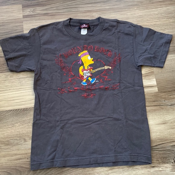 BORN TO ROCK BART Guitar Playing Simpson Vintage Graphic Shirt Top Simpsons - Picture 6 of 7